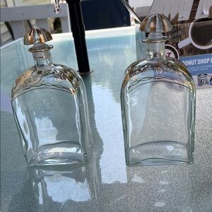 Pair of Lepanto Brandy liquor bottle with umbrella topper